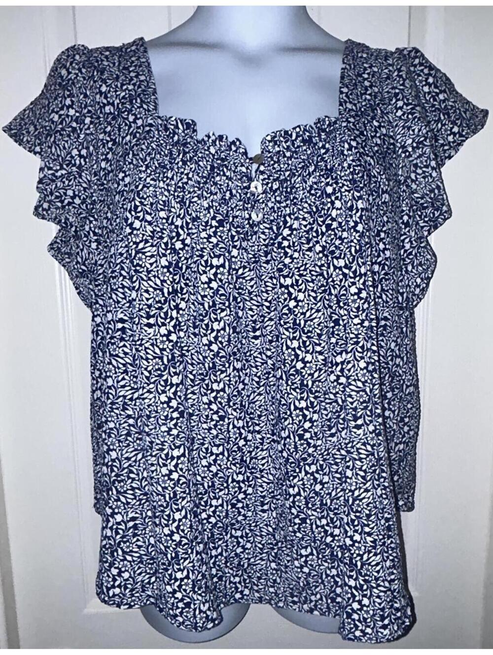 Draper James Ruffle Sleeve Top Size XL